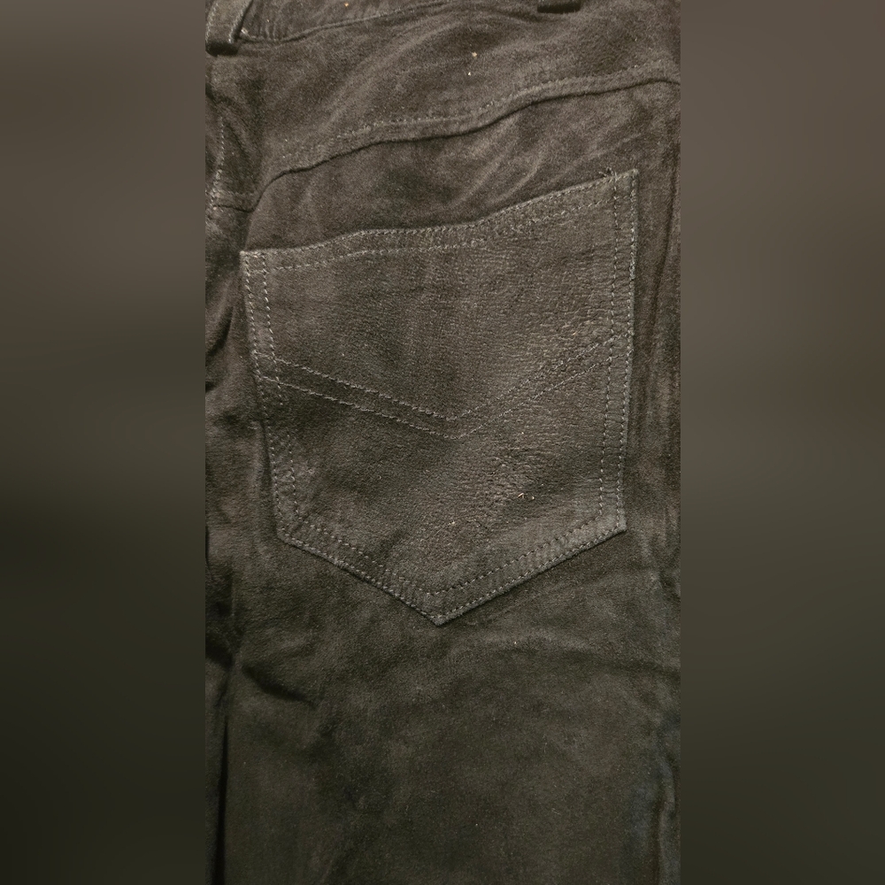 Mixed Blues Genuine Suede Straight Leg Pants Lined NWOT Never Worn Vintage Sz7 - Picture 9 of 11